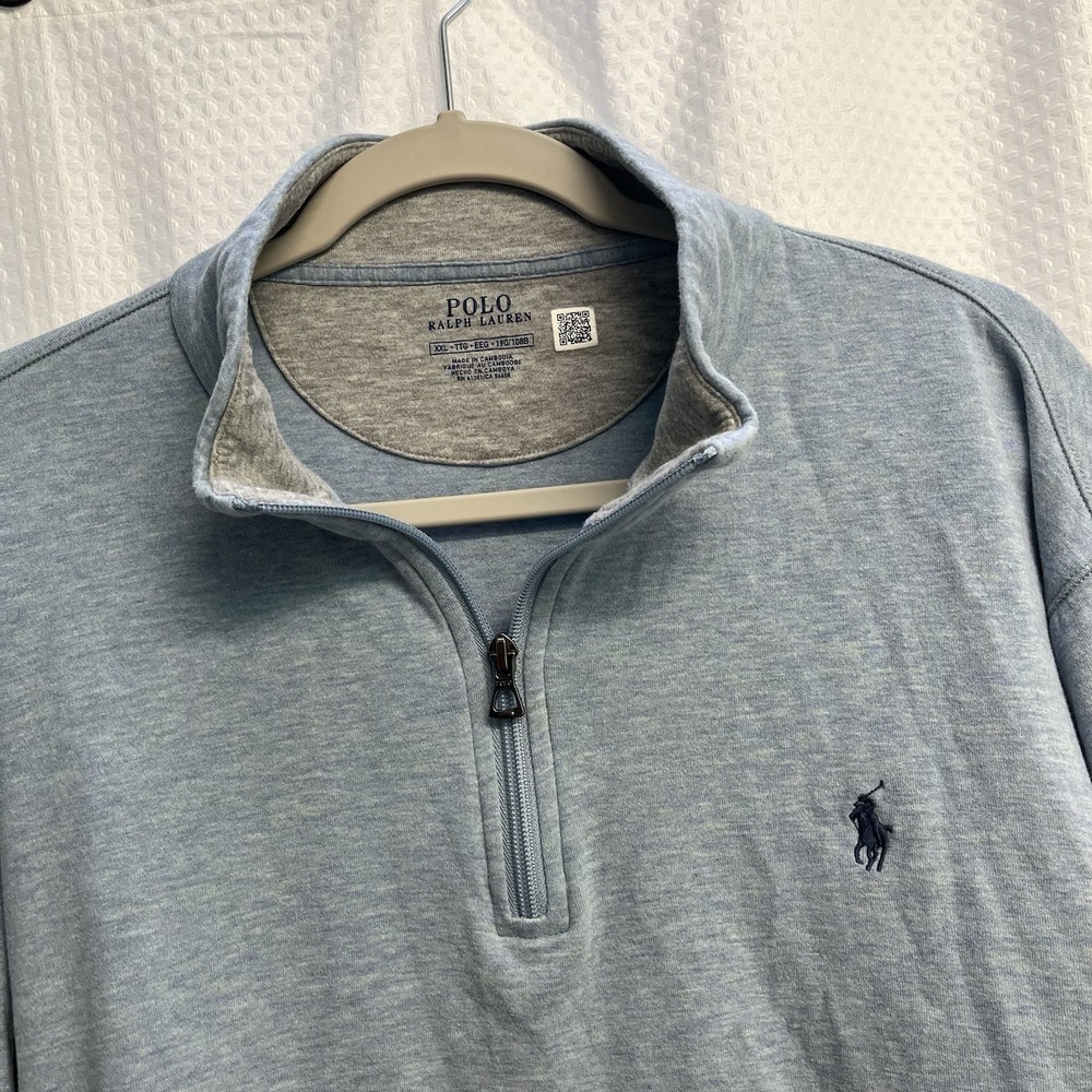 Polo Ralph Lauren Light Blue 1/4 Zip Pullover Pony Preppy‎ Classic XXL